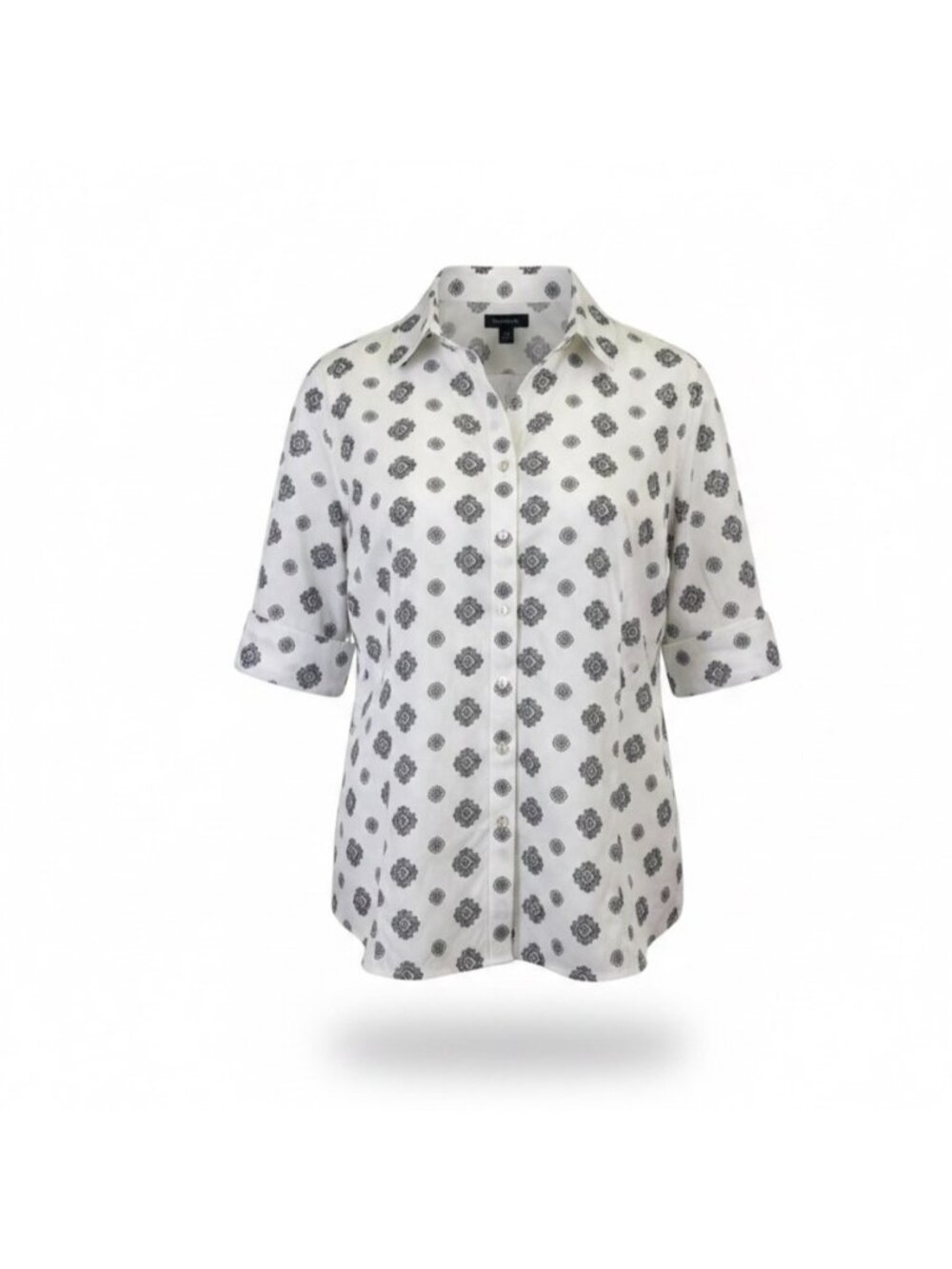 Talbots Womens White Non-Iron Short Sleeve Button-Down Shirt Size 16